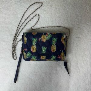 Vera Bradley Pineapple RFID Crossbody Wallet Wristlet Chain Strap